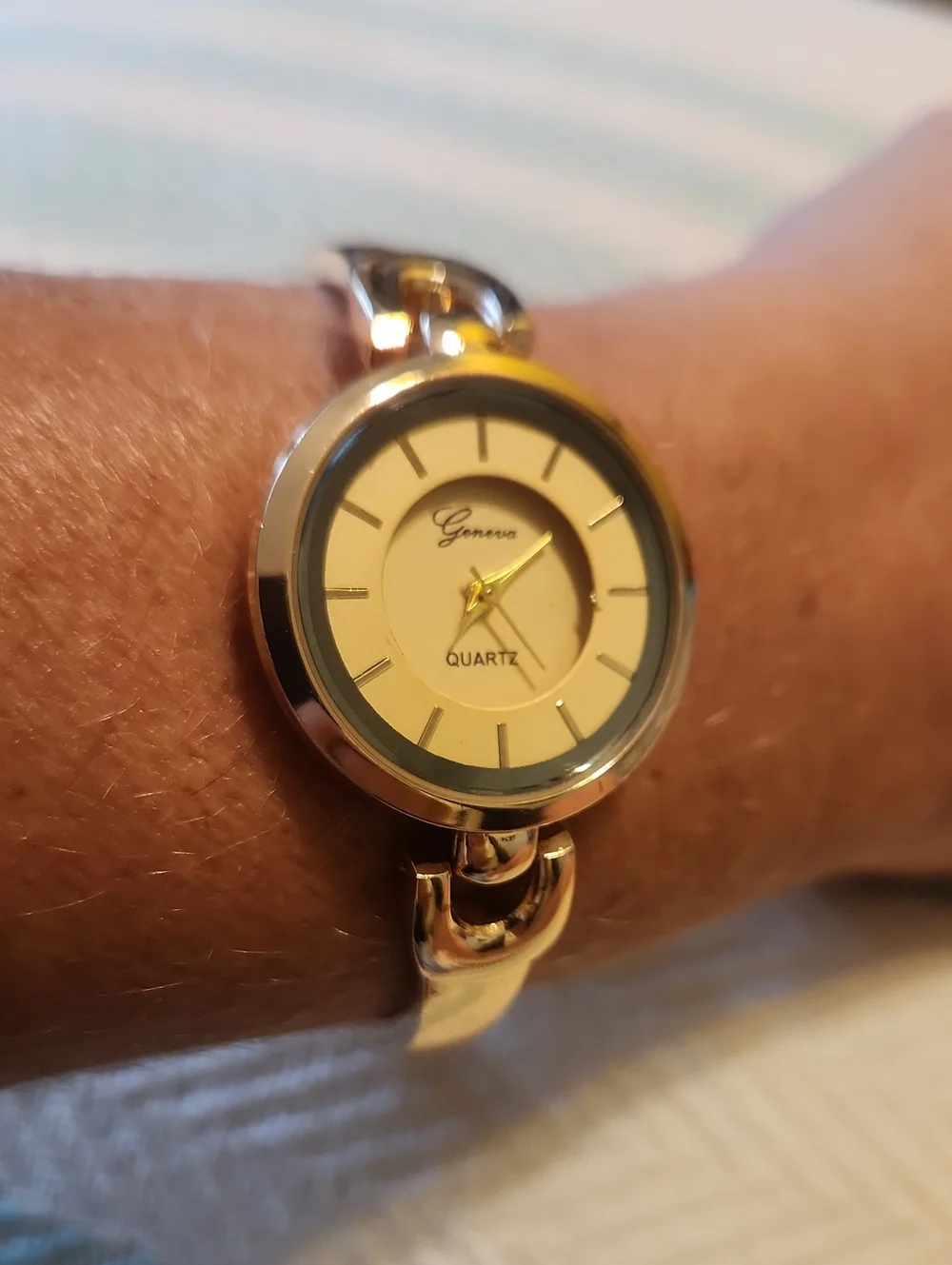 Geneva Gold-tone Women's Bracelet Watch with Champagne Dial